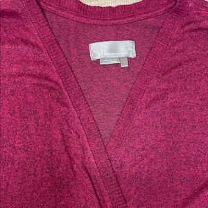 Anthropologie Women's Burgundy V-Neck Sweater